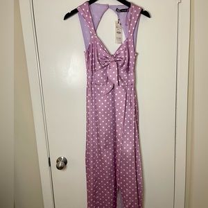 ZARA pink and white polka dot maxi dress size extra small